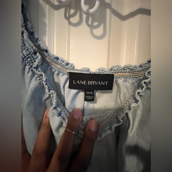 Lane Bryant Light Chambray Off Shoulder Dress 18/20 Raw Hems - Picture 4 of 5